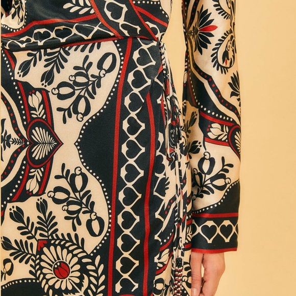 Farm Rio Black Passion Scarf Mini Wrap Dress - Picture 5 of 9